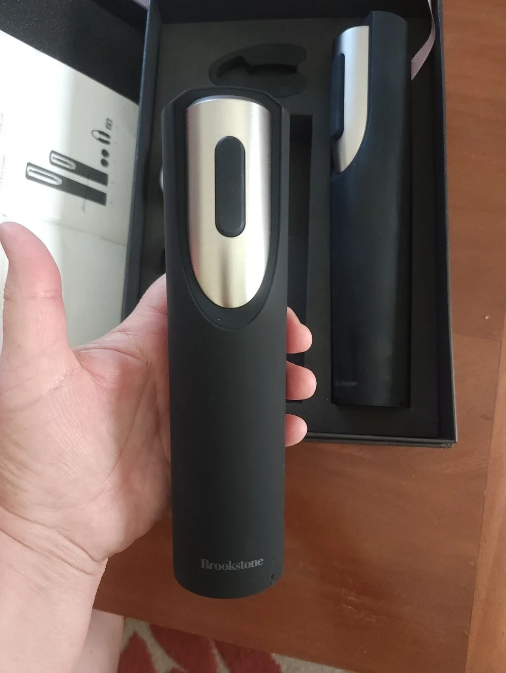 Brookstone Black and Silver Electric Wine Accessory Set